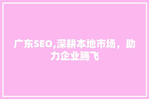 广东SEO,深耕本地市场，助力企业腾飞