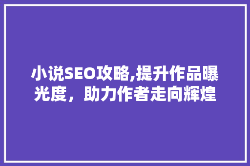 小说SEO攻略,提升作品曝光度，助力作者走向辉煌