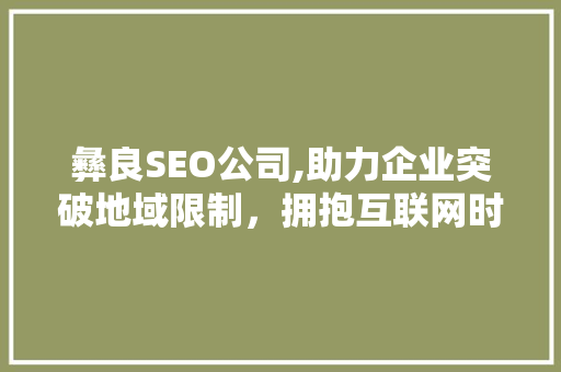 彝良SEO公司,助力企业突破地域限制，拥抱互联网时代