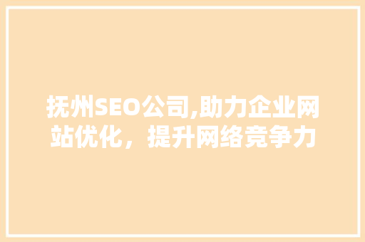 抚州SEO公司,助力企业网站优化，提升网络竞争力