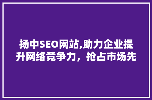 扬中SEO网站,助力企业提升网络竞争力，抢占市场先机