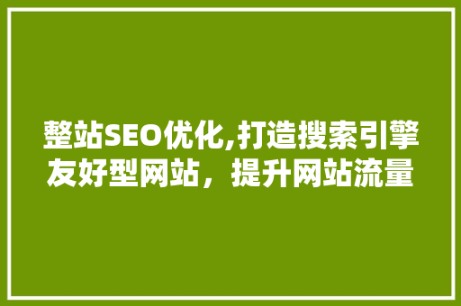 整站SEO优化,打造搜索引擎友好型网站，提升网站流量与排名
