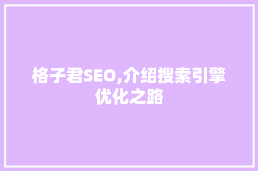 格子君SEO,介绍搜索引擎优化之路