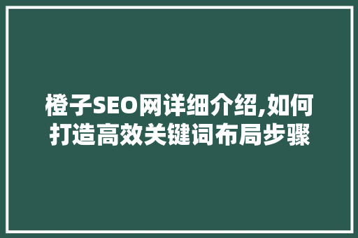 橙子SEO网详细介绍,如何打造高效关键词布局步骤