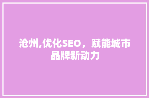 沧州,优化SEO，赋能城市品牌新动力