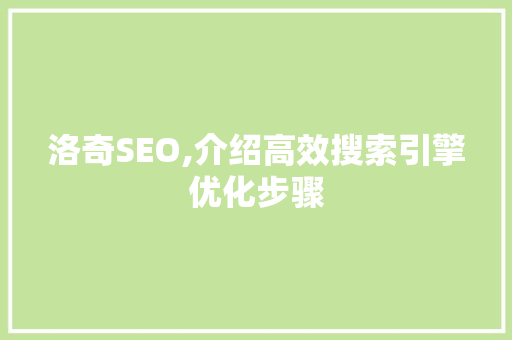 洛奇SEO,介绍高效搜索引擎优化步骤