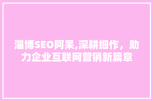 淄博SEO阿呆,深耕细作，助力企业互联网营销新篇章