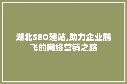 湖北SEO建站,助力企业腾飞的网络营销之路