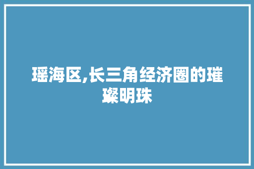 瑶海区,长三角经济圈的璀璨明珠