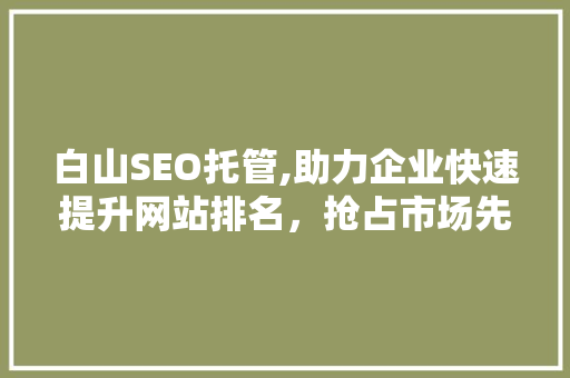 白山SEO托管,助力企业快速提升网站排名，抢占市场先机