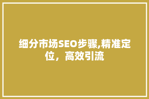 细分市场SEO步骤,精准定位，高效引流