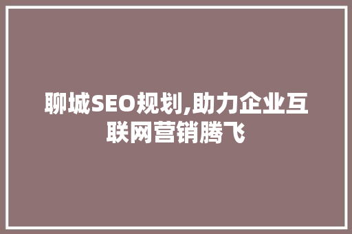 聊城SEO规划,助力企业互联网营销腾飞