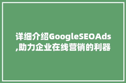 详细介绍GoogleSEOAds,助力企业在线营销的利器