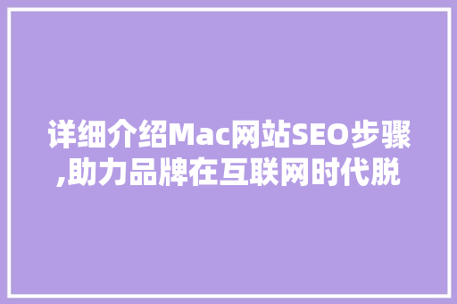 详细介绍Mac网站SEO步骤,助力品牌在互联网时代脱颖而出