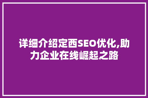 详细介绍定西SEO优化,助力企业在线崛起之路