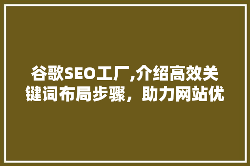 谷歌SEO工厂,介绍高效关键词布局步骤，助力网站优化