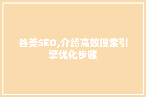 谷美SEO,介绍高效搜索引擎优化步骤