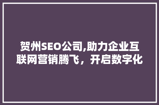 贺州SEO公司,助力企业互联网营销腾飞，开启数字化新篇章