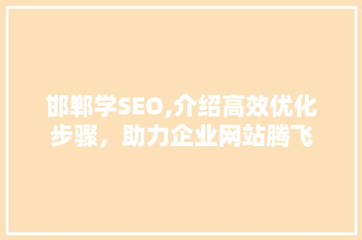 邯郸学SEO,介绍高效优化步骤，助力企业网站腾飞
