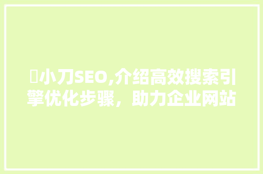 陳小刀SEO,介绍高效搜索引擎优化步骤，助力企业网站脱颖而出