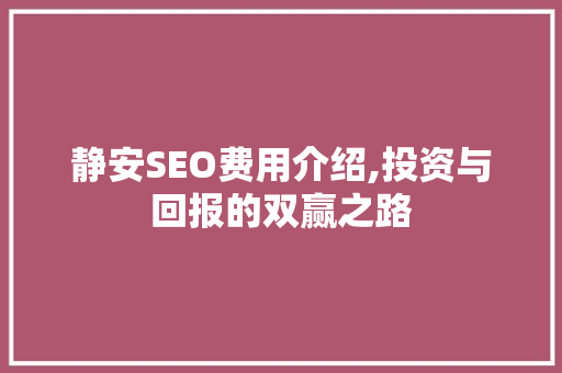 静安SEO费用介绍,投资与回报的双赢之路
