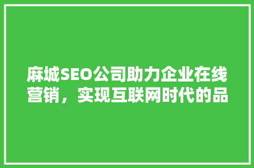 麻城SEO公司助力企业在线营销，实现互联网时代的品牌突破