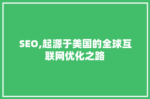 SEO,起源于美国的全球互联网优化之路