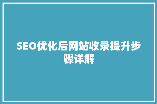 SEO优化后网站收录提升步骤详解