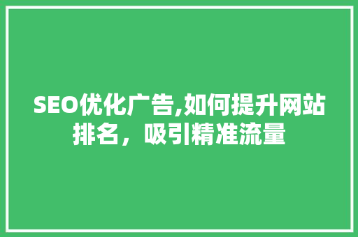 SEO优化广告,如何提升网站排名，吸引精准流量