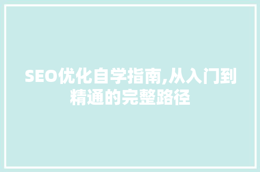 SEO优化自学指南,从入门到精通的完整路径