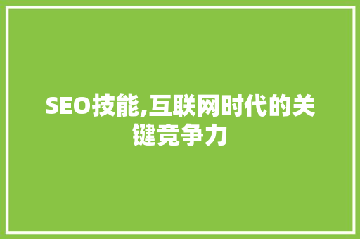 SEO技能,互联网时代的关键竞争力