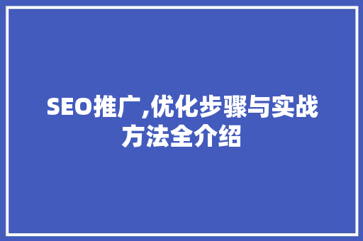 SEO推广,优化步骤与实战方法全介绍