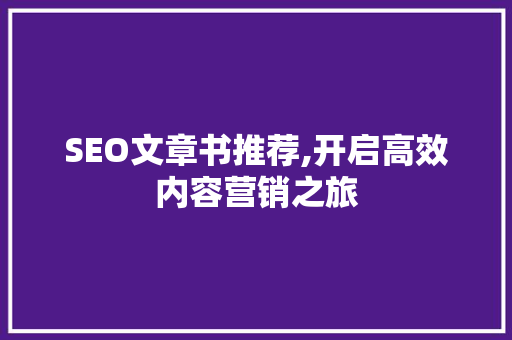 SEO文章书推荐,开启高效内容营销之旅