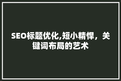 SEO标题优化,短小精悍，关键词布局的艺术