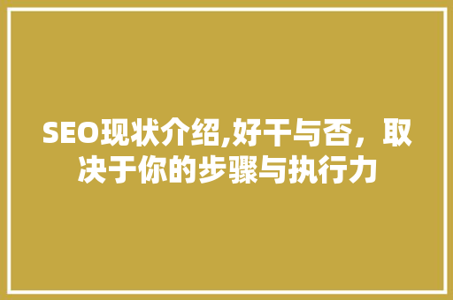 SEO现状介绍,好干与否，取决于你的步骤与执行力