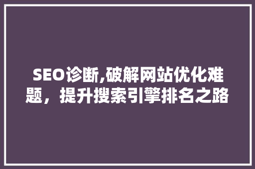 SEO诊断,破解网站优化难题，提升搜索引擎排名之路