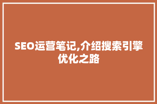 SEO运营笔记,介绍搜索引擎优化之路