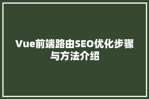Vue前端路由SEO优化步骤与方法介绍