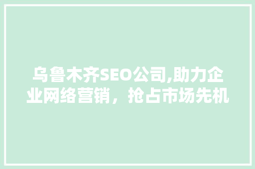 乌鲁木齐SEO公司,助力企业网络营销，抢占市场先机
