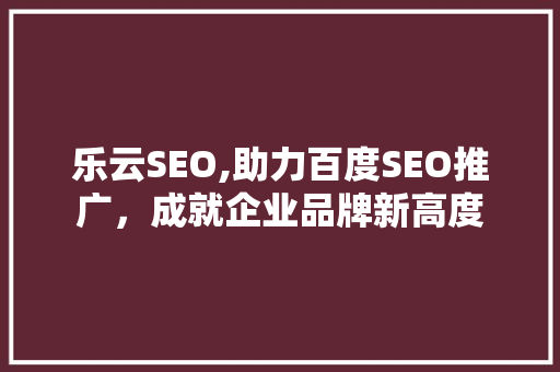 乐云SEO,助力百度SEO推广，成就企业品牌新高度