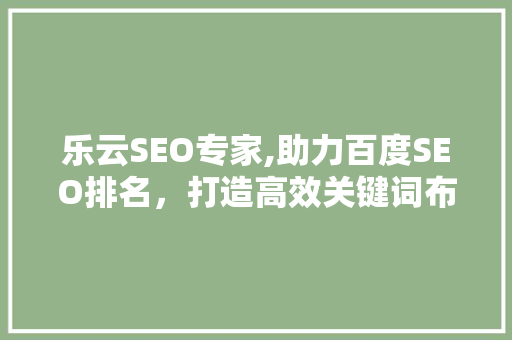 乐云SEO专家,助力百度SEO排名，打造高效关键词布局步骤