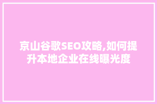 京山谷歌SEO攻略,如何提升本地企业在线曝光度