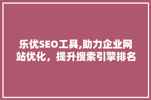 乐优SEO工具,助力企业网站优化，提升搜索引擎排名