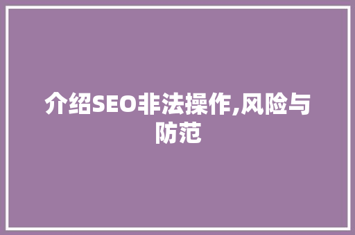 介绍SEO非法操作,风险与防范