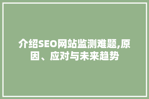 介绍SEO网站监测难题,原因、应对与未来趋势