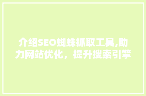 介绍SEO蜘蛛抓取工具,助力网站优化，提升搜索引擎排名