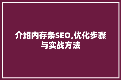 介绍内存条SEO,优化步骤与实战方法