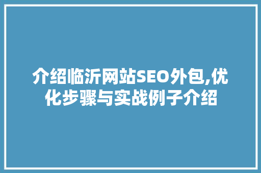 介绍临沂网站SEO外包,优化步骤与实战例子介绍