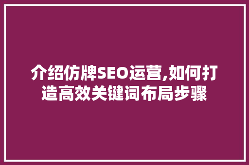 介绍仿牌SEO运营,如何打造高效关键词布局步骤