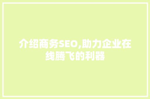 介绍商务SEO,助力企业在线腾飞的利器